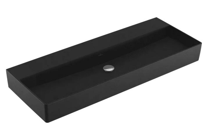 Раковина Villeroy & Boch Memento 2.0 120х47 см без переливу TitanCeram CeramicPlus Ebony (чорний матовий) 4A22C3S5