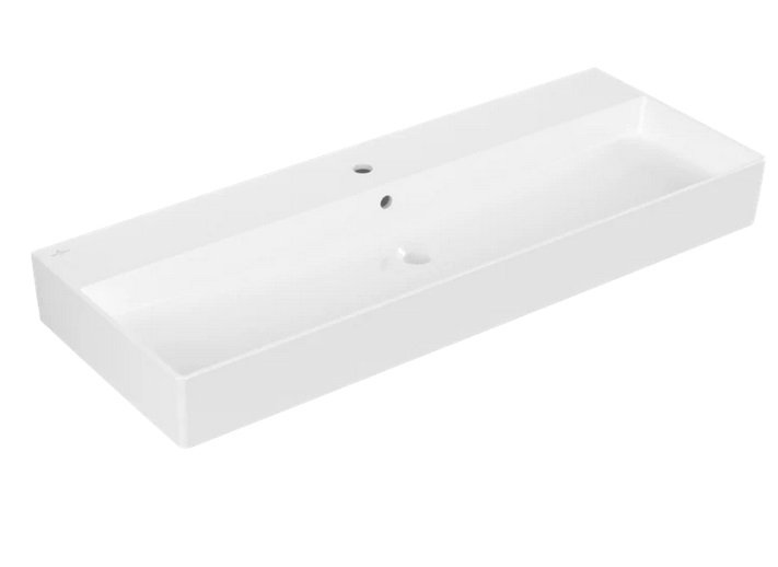 Раковина Villeroy & Boch Memento 2.0 120х47 см с переливом шлифованная TitanCeram альпийский белый 4A22CL01