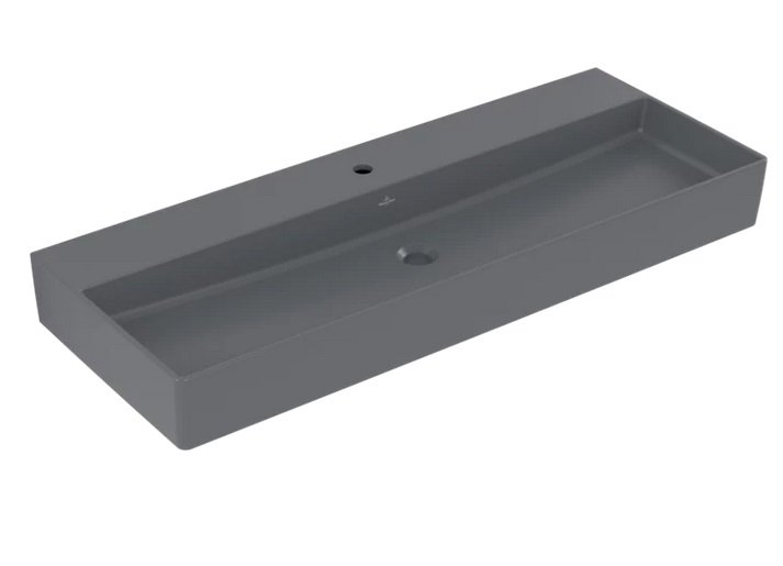 Раковина Villeroy & Boch Memento 2.0 120х47 см без перелива шлифованная TitanCeram CeramicPlus графит 4A22CHI4