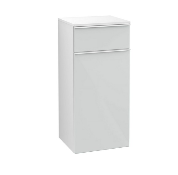 Шкафчик для ванной Villeroy & Boch Venticello 40,4х37,2 см петли справа МДФ стекло глянцевое белое/ручка алюминий белый A95012RE