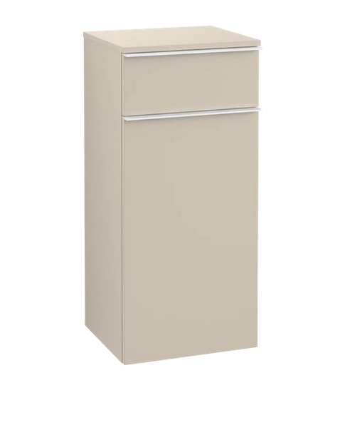 Шкафчик для ванной Villeroy & Boch Venticello 40,4х37,2 см петли справа ДСП мягкий серый/ручка алюминий белый A95012VK