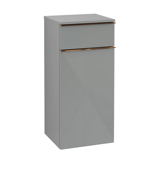 Шафка для ванної Villeroy & Boch Venticello 40,4х37,2 см петлі праворуч МДФ скло глянсове сіре/ручка мідь A95015RA