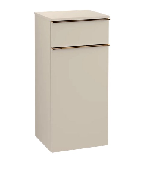 Шкафчик для ванной Villeroy & Boch Venticello 40,4х37,2 см петли справа ДСП мягкий серый/ручка медь A95015VK