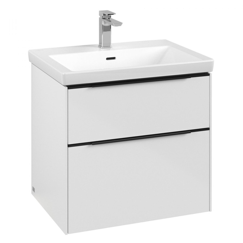 Тумба під раковину Villeroy & Boch Subway 3.0 62,2х57,6 см ДСП/алюміній білий діамант/чорний вулкан C57601VE