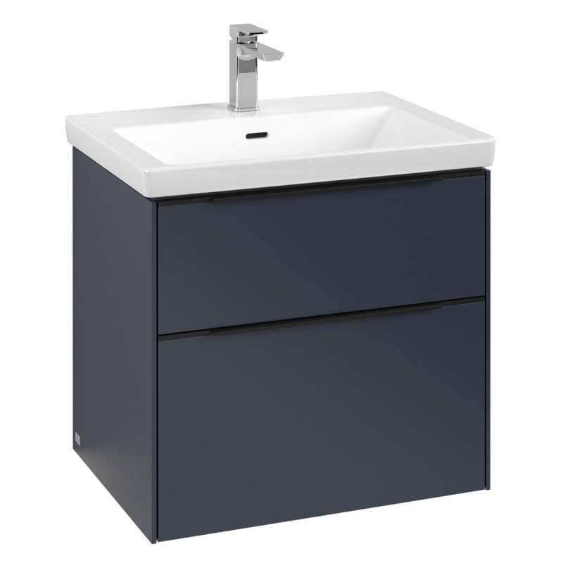 Тумба под раковину Villeroy & Boch Subway 3.0 62,2х57,6 см ДСП/алюминий морской синий/черный вулкан C57601VQ