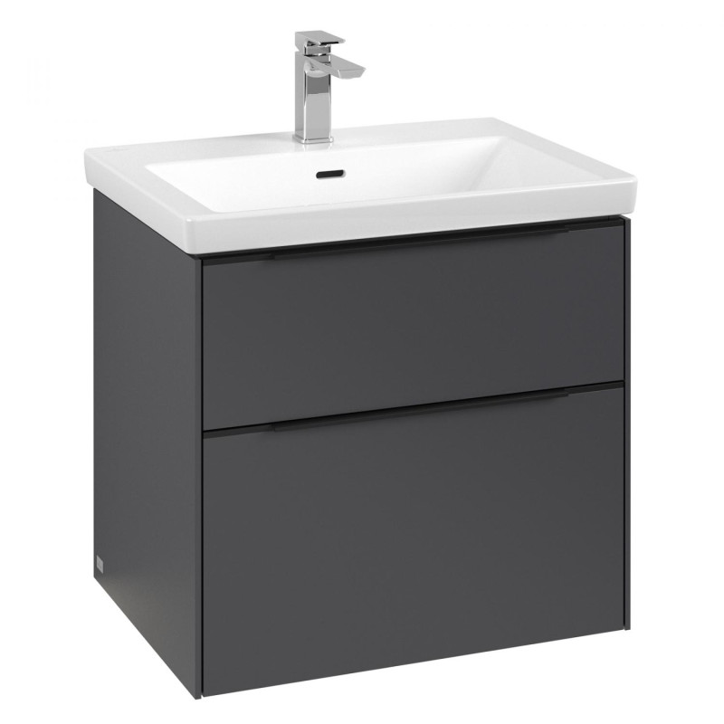 Тумба под раковину Villeroy & Boch Subway 3.0 62,2х57,6 см ДСП/алюминий графит/черный вулкан C57601VR