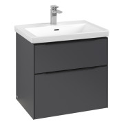 Тумба под раковину Villeroy & Boch Subway 3.0 62,2х57,6 см ДСП/алюминий графит/черный вулкан C57601VR