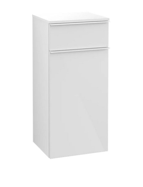 Шафка для ванної Villeroy & Boch Venticello 40,4х37,2 см петлі праворуч МДФ глянсовий білий/ручка алюміній білий A95012DH