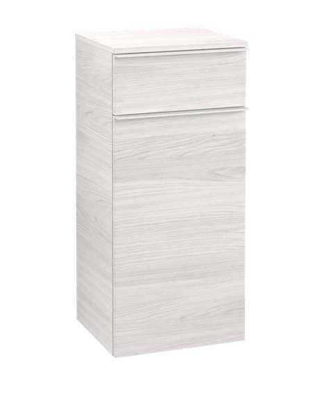 Шафка для ванної Villeroy & Boch Venticello 40,4х37,2 см петлі праворуч ДСП/МДФ біле дерево/ручка алюміній білий A95012E8