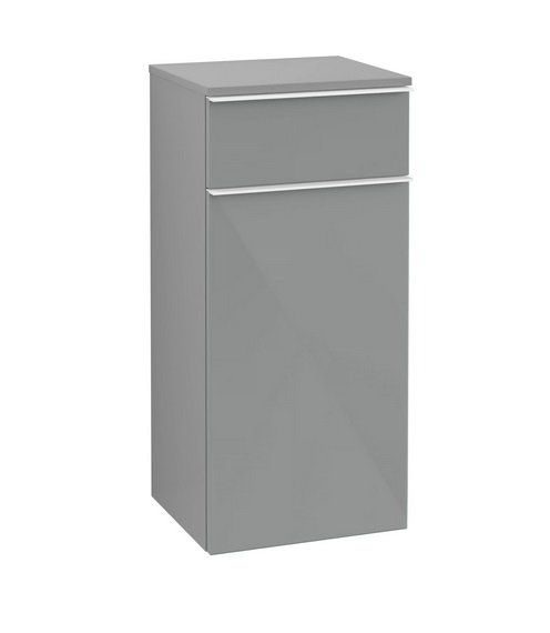 Шафка для ванної Villeroy & Boch Venticello 40,4х37,2 см петлі праворуч МДФ скло глянсове сіре/ручка алюміній білий A95012RA