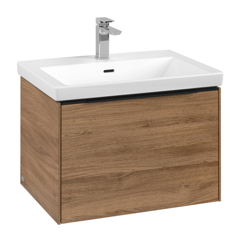 Тумба под раковину Villeroy & Boch Subway 3.0 62,2х42,9 см ДСП/алюминий дуб канзас/черный вулкан C57501RH