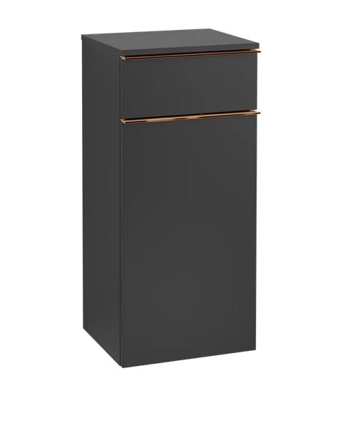 Шафка для ванної Villeroy & Boch Venticello 40,4х37,2 см петлі праворуч МДФ чорний матовий лак/ручка мідь A95015PD