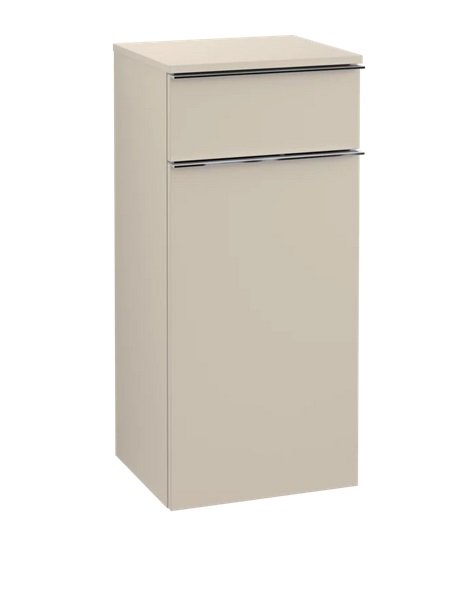 Шафка для ванної Villeroy & Boch Venticello 40,4х37,2 см петлі праворуч ДСП м'який сірий/ручка хром A95011VK