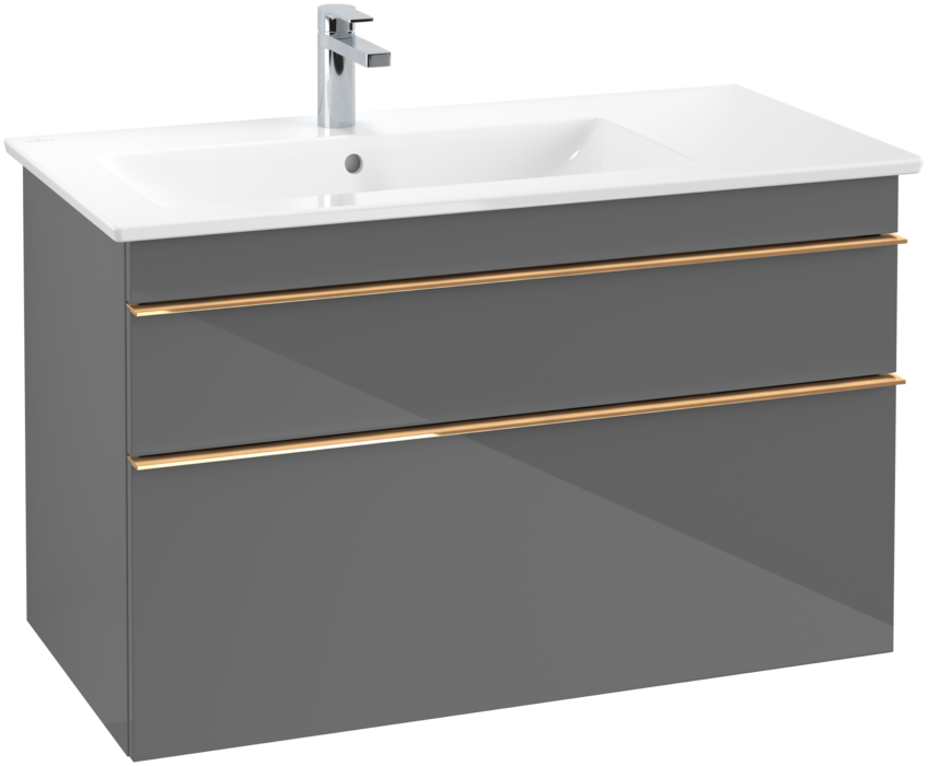 Тумба під раковину Villeroy & Boch Venticello 95,3х50,2 см МДФ глянсовий сірий/ручка мідь A92705FP