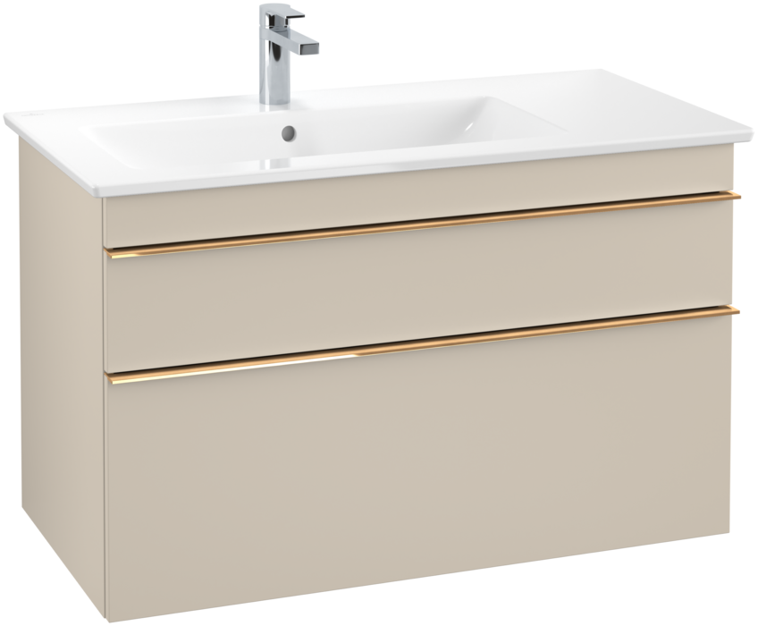 Тумба под раковину Villeroy & Boch Venticello 95,3х50,2 см ДСП мягкий серый/ручка медь A92705VK