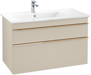 Тумба під раковину Villeroy & Boch Venticello 95,3х50,2 см ДСП м'який сірий/ручка мідь A92705VK