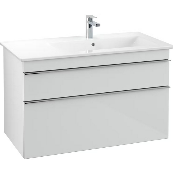 Тумба под раковину Villeroy & Boch Venticello 95,3х50,2 см МДФ стекло глянцевое белое/ручка хром A92801RE