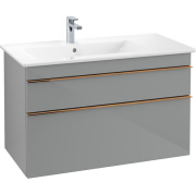 Тумба під раковину Villeroy & Boch Venticello 95,3х50,2 см МДФ скло глянсове сіре/ручка мідь A92705RA