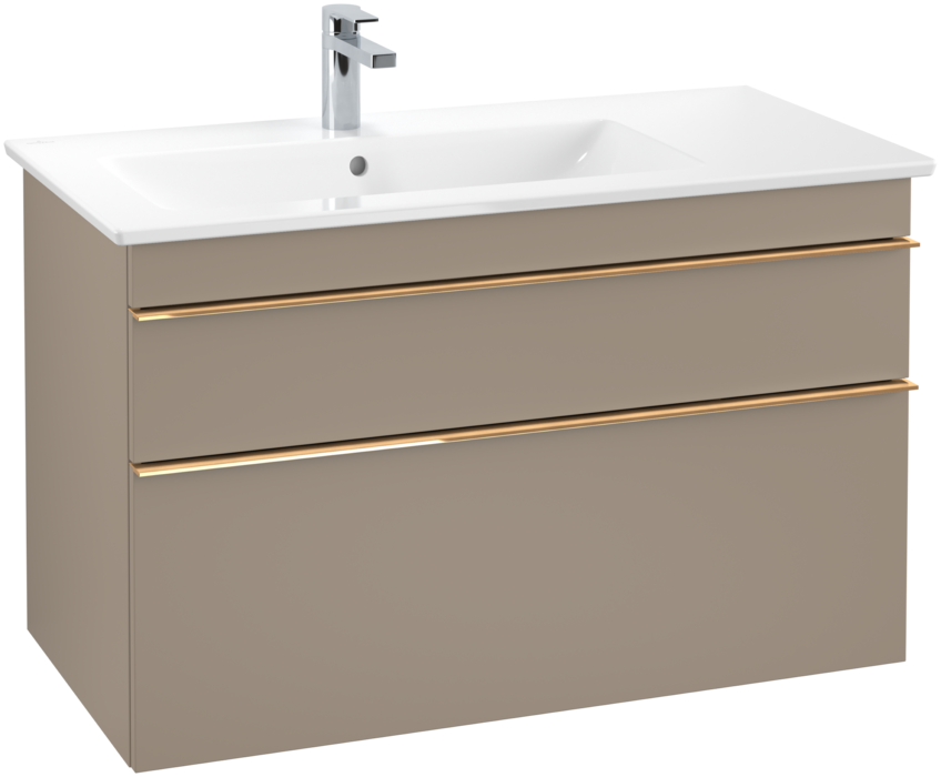 Тумба под раковину Villeroy & Boch Venticello 95,3х50,2 ДСП трюфель серый/ручка медь A92705VG