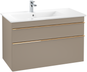 Тумба под раковину Villeroy & Boch Venticello 95,3х50,2 ДСП трюфель серый/ручка медь A92705VG