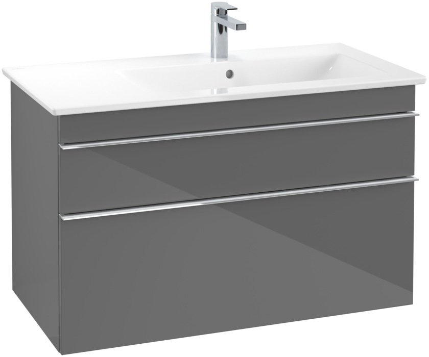 Тумба під раковину Villeroy & Boch Venticello 95,3х50,2 см МДФ глянсовий сірий/ручка хром A92801FP