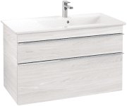 Тумба під раковину Villeroy & Boch Venticello 95,3х50,2 см ДСП/МДФ біле дерево/ручка хром A92801E8