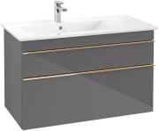 Тумба під раковину Villeroy & Boch Venticello 95,3х50,2 см МДФ глянсовий сірий/ручка мідь A92705FP