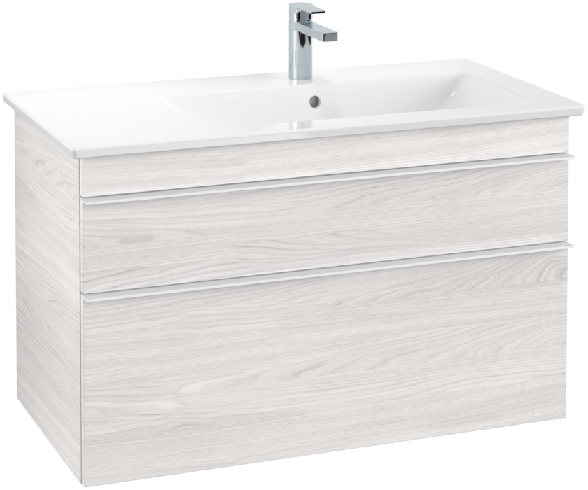 Тумба под раковину Villeroy & Boch Venticello 95,3х50,2 см ДСП/МДФ белое дерево/ручка алюминий белый A92802E8