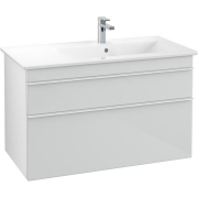 Тумба под раковину Villeroy & Boch Venticello 95,3х50,2 см МДФ стекло глянцевое белое/ручка алюминий белый A92802RE