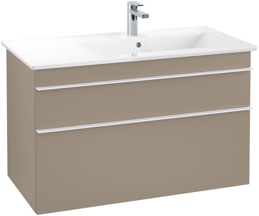 Тумба под раковину Villeroy & Boch Venticello 95,3х50,2 ДСП трюфель серый/ручка алюминий белый A92802VG