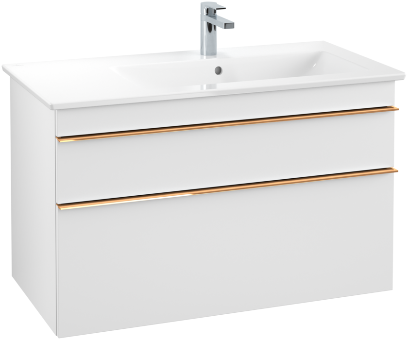 Тумба під раковину Villeroy & Boch Venticello 95,3х50,2 см ДСП/МДФ білий матовий/ручка мідь A92805MS