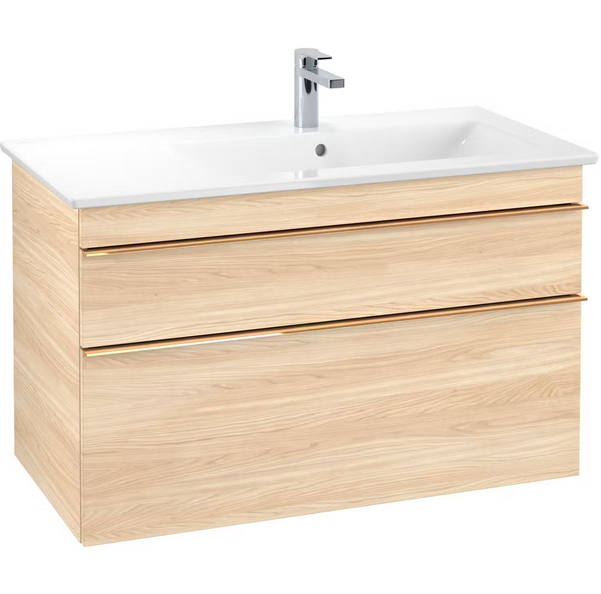 Тумба под раковину Villeroy & Boch Venticello 95,3х50,2 см ДСП вяз печатный/ручка медь A92805PN