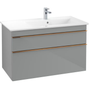 Тумба под раковину Villeroy & Boch Venticello 95,3х50,2 см МДФ стекло глянцевое серое/ручка медь A92805RA