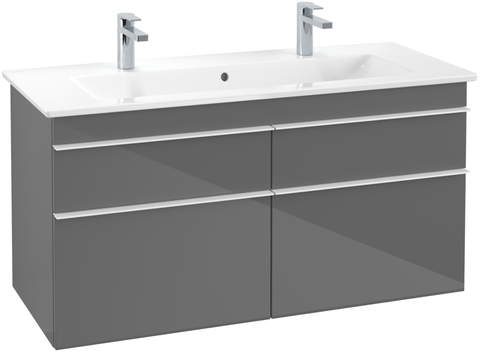 Тумба під раковину Villeroy & Boch Venticello 115,3х50,2 см МДФ глянсовий сірий/ручка алюміній білий A92902FP