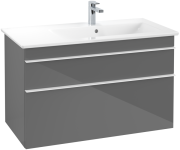 Тумба под раковину Villeroy & Boch Venticello 95,3х50,2 см МДФ глянцевый серый/ручка алюминий белый A92802FP