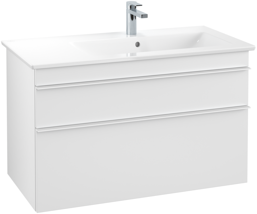 Тумба под раковину Villeroy & Boch Venticello 95,3х50,2 см ДСП/МДФ белый матовый/ручка алюминий белый A92802MS