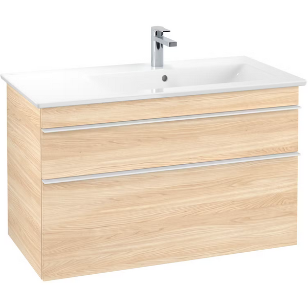 Тумба под раковину Villeroy & Boch Venticello 95,3х50,2 см ДСП вяз печатный/ручка алюминий белый A92802PN