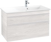 Тумба под раковину Villeroy & Boch Venticello 95,3х50,2 см ДСП/МДФ белое дерево/ручка алюминий белый A92802E8