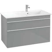 Тумба під раковину Villeroy & Boch Venticello 95,3х50,2 см МДФ скло глянсове сіре/ручка алюміній білий A92802RA