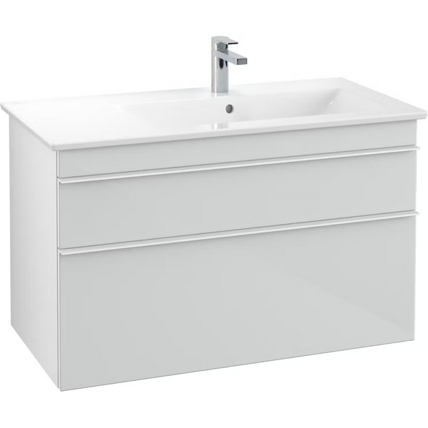 Тумба под раковину Villeroy & Boch Venticello 95,3х50,2 см МДФ стекло глянцевое белое/ручка алюминий белый A92802RE