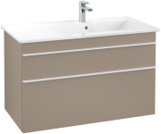 Тумба под раковину Villeroy & Boch Venticello 95,3х50,2 ДСП трюфель серый/ручка алюминий белый A92802VG