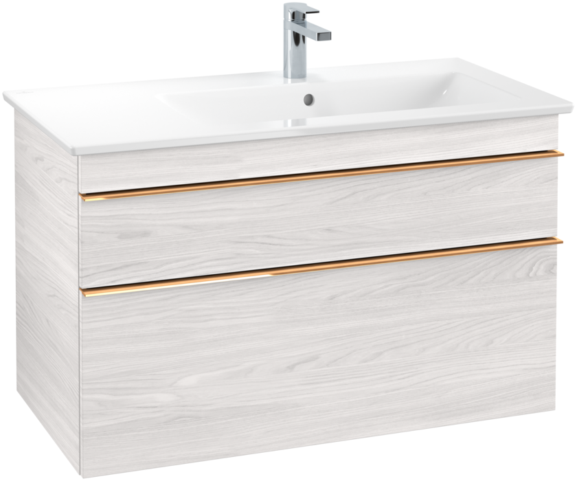 Тумба під раковину Villeroy & Boch Venticello 95,3х50,2 см ДСП/МДФ біле дерево/ручка мідь A92805E8