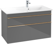 Тумба под раковину Villeroy & Boch Venticello 95,3х50,2 см МДФ глянцевый серый/ручка медь A92805FP