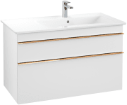 Тумба под раковину Villeroy & Boch Venticello 95,3х50,2 см ДСП/МДФ белый матовый/ручка медь A92805MS