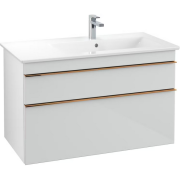 Тумба під раковину Villeroy & Boch Venticello 95,3х50,2 см МДФ скло глянсове біле/ручка мідь A92805RE