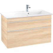 Тумба під раковину Villeroy & Boch Venticello 95,3х50,2 см ДСП в'яз друкарський/ручка алюміній білий A92802PN