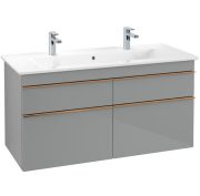 Тумба під раковину Villeroy & Boch Venticello 115,3х50,2 см МДФ скло глянсове сіре/ручка мідь A92905RA