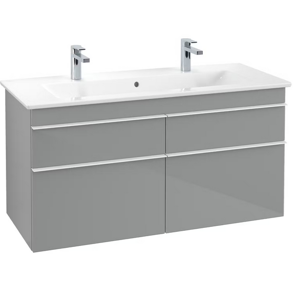 Тумба під раковину Villeroy & Boch Venticello 115,3х50,2 см МДФ скло глянсове сіре/ручка алюміній білий A92902RA