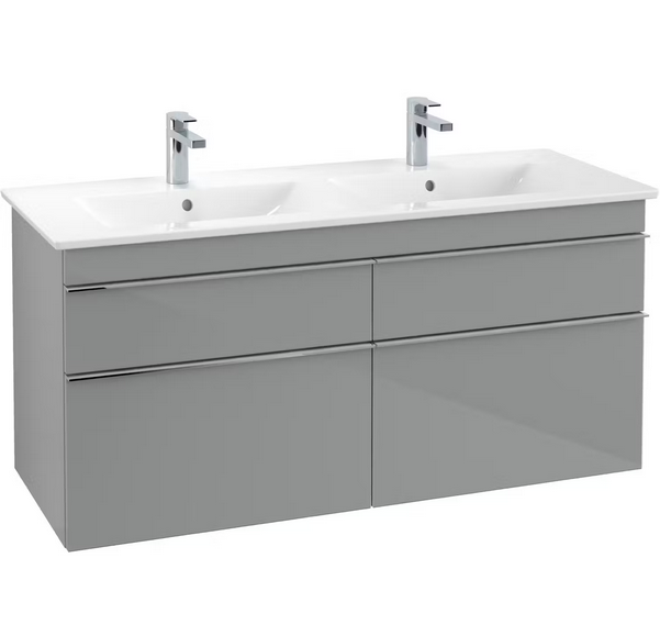 Тумба под раковину Villeroy & Boch Venticello 125,3х50,2 см МДФ стекло глянцевое серое/ручка хром A93001RA