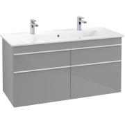 Тумба під раковину Villeroy & Boch Venticello 115,3х50,2 см МДФ скло глянсове сіре/ручка алюміній білий A92902RA